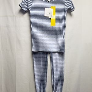 Roudelain Girls Pajama Set, Blue & white striped Top & pants Lightweight. Small